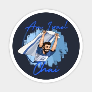 AM ISRAEL CHAI - MEN WITH FLAG Magnet